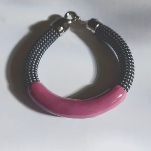 Orly Genger Jaclyn Mayer Annabelle Bracelet in Black Check/Plum  Excellent!